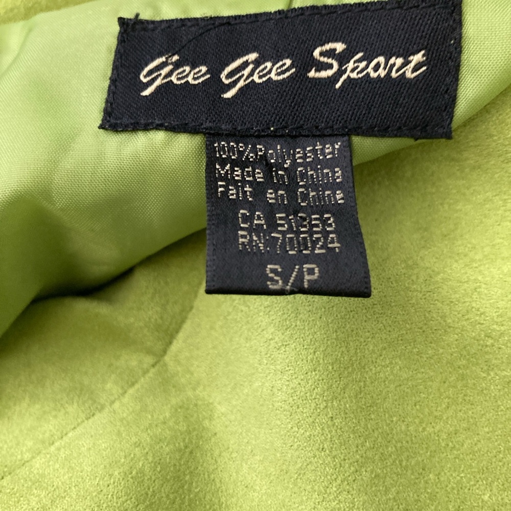 Gee Gee Sport Lime Green Faux Suede Blazer Jacket Womenโs Size S/P - Picture 11 of 13